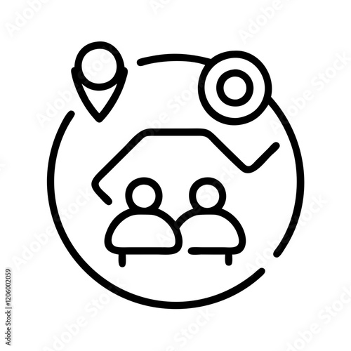 rideshare icon, rideshare line art - simple line art of rideshare, perfect for rideshare logos and icons