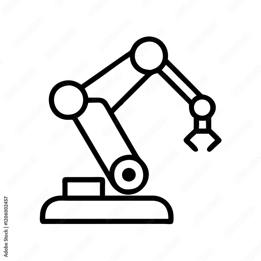 robot arm icon, robot arm line art - simple line art of robot arm, perfect for robot arm logos and icons robot arm icon, robot arm line art - simple line art of robot arm, perfect for robot arm logos and icons
