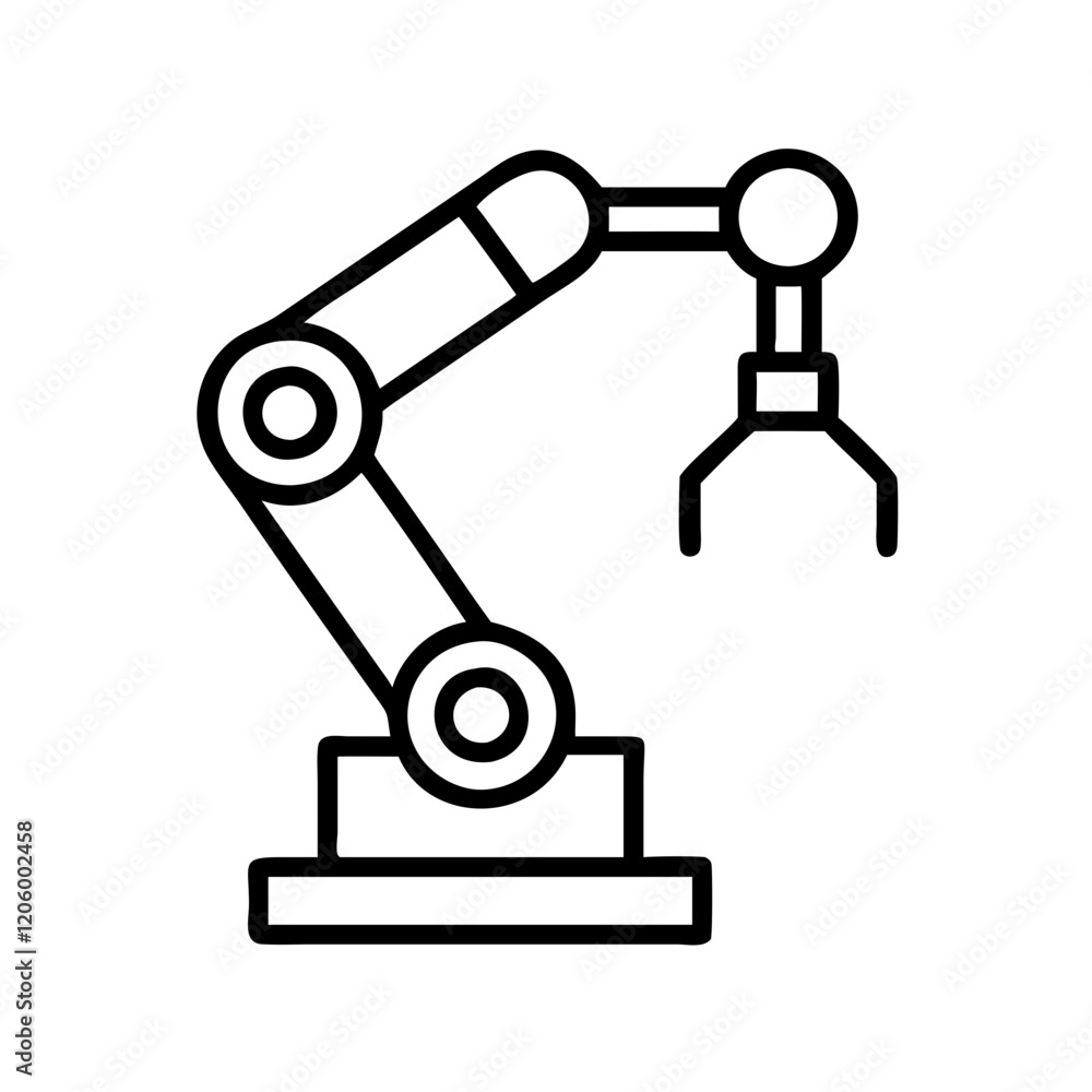 robot arm icon, robot arm line art - simple line art of robot arm, perfect for robot arm logos and icons robot arm icon, robot arm line art - simple line art of robot arm, perfect for robot arm logos and icons