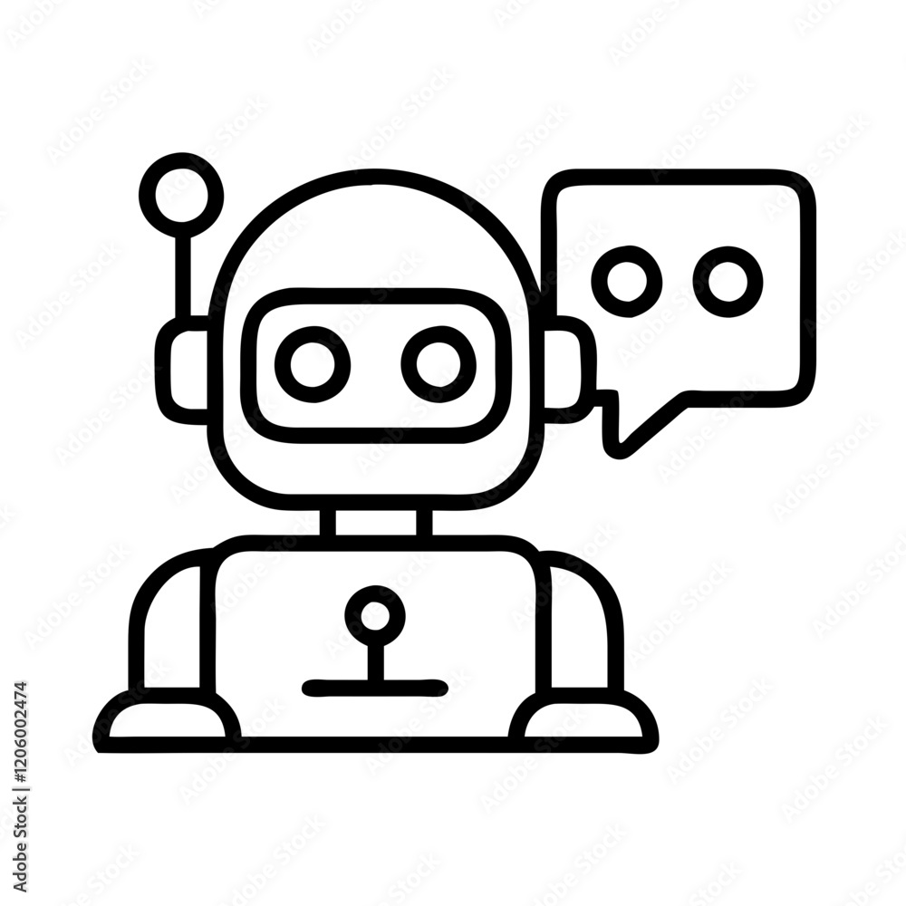 robot assistant icon, robot assistant line art - simple line art of robot assistant, perfect for robot assistant logos and icons robot assistant icon, robot assistant line art - simple line art of robot assistant, perfect for robot assistant logos and icons