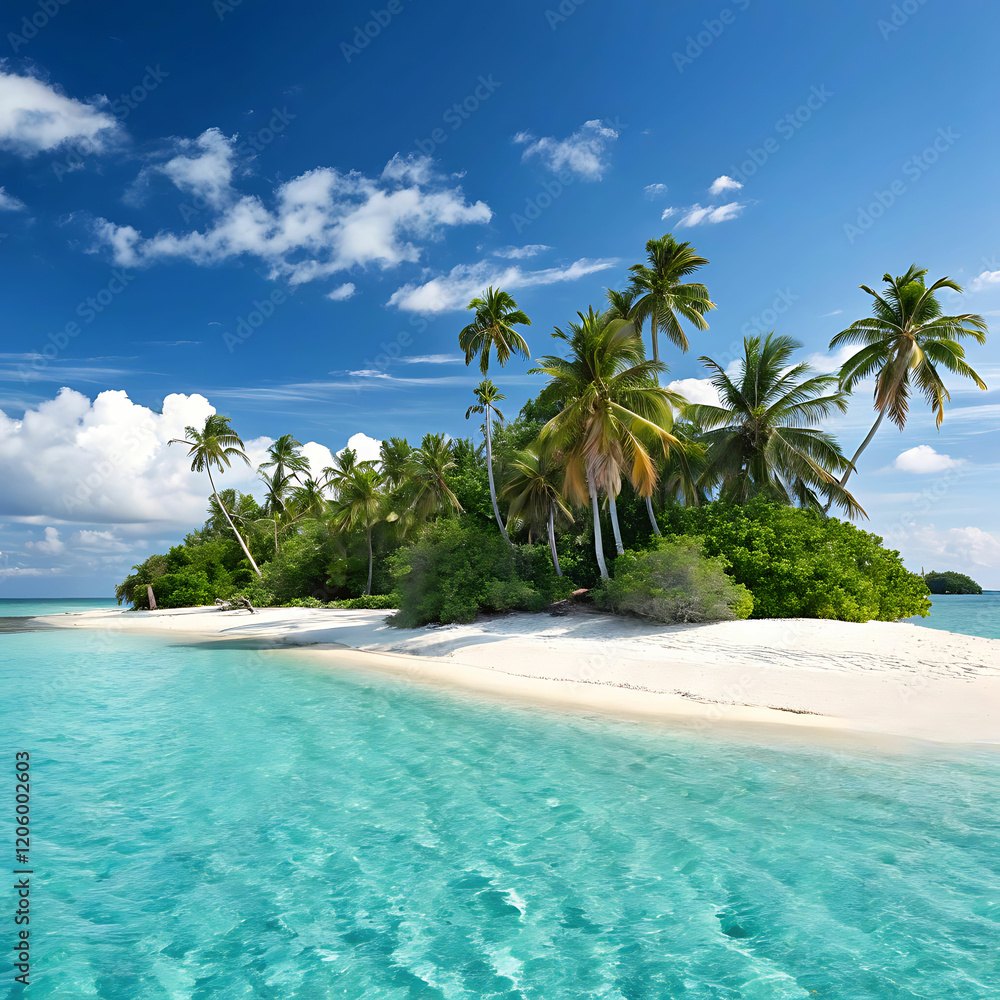 Tropical island with beach and turquoise water Tropical island with beach and turquoise water