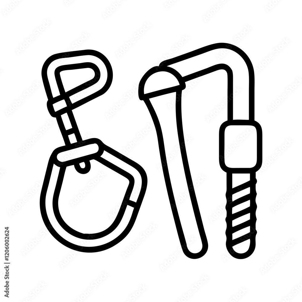rock climbing gear icon, rock climbing gear line art - simple line art of rock climbing gear, perfect for rock climbing gear logos and icons rock climbing gear icon, rock climbing gear line art - simple line art of rock climbing gear, perfect for rock climbing gear logos and icons