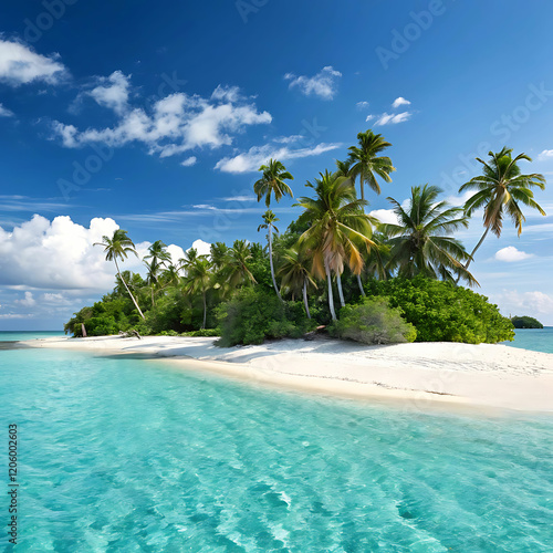 Tropical island with beach and turquoise water