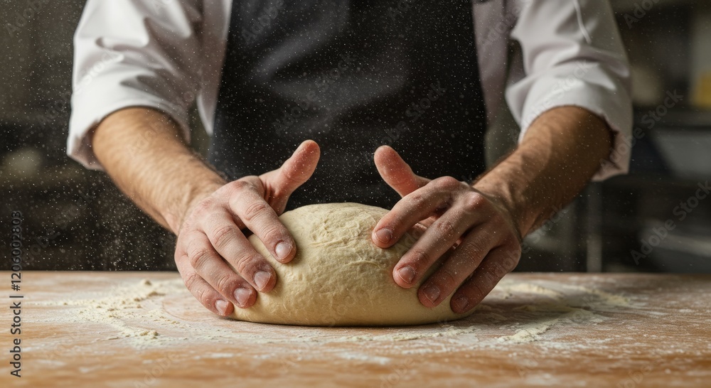 Fototapeta premium chef preparing dough