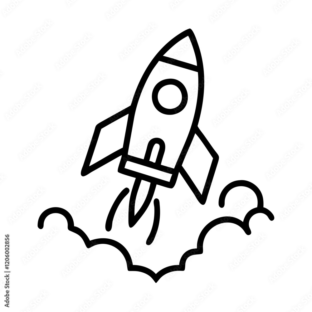 rocket launch icon, rocket launch line art - simple line art of rocket launch, perfect for rocket launch logos and icons rocket launch icon, rocket launch line art - simple line art of rocket launch, perfect for rocket launch logos and icons