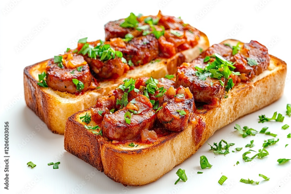 Sausage toast isolated on white background Sausage toast isolated on white background