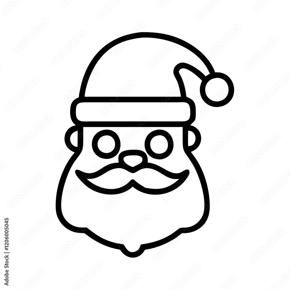 santa claus icon, santa claus line art - simple line art of santa claus, perfect for santa claus logos and icons santa claus icon, santa claus line art - simple line art of santa claus, perfect for santa claus logos and icons