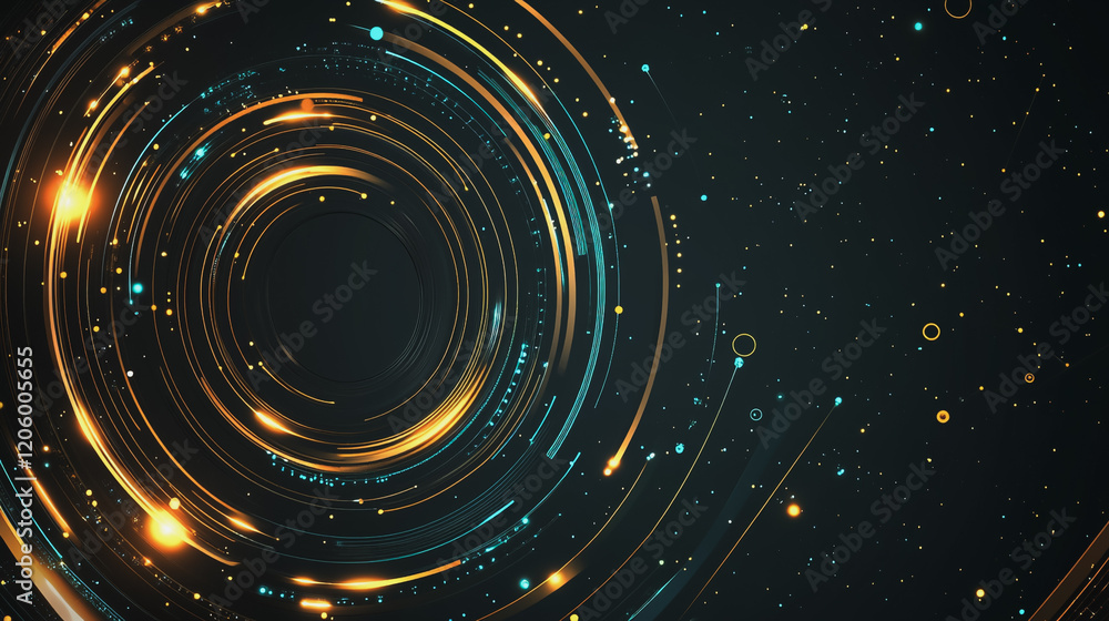 Abstract black background with Colorful circle lines. Digital future technology . Abstract business connection of lines from nodes innovation of communication in the network. Abstract black background with Colorful circle lines. Digital future technology . Abstract business connection of lines from nodes innovation of communication in the network.