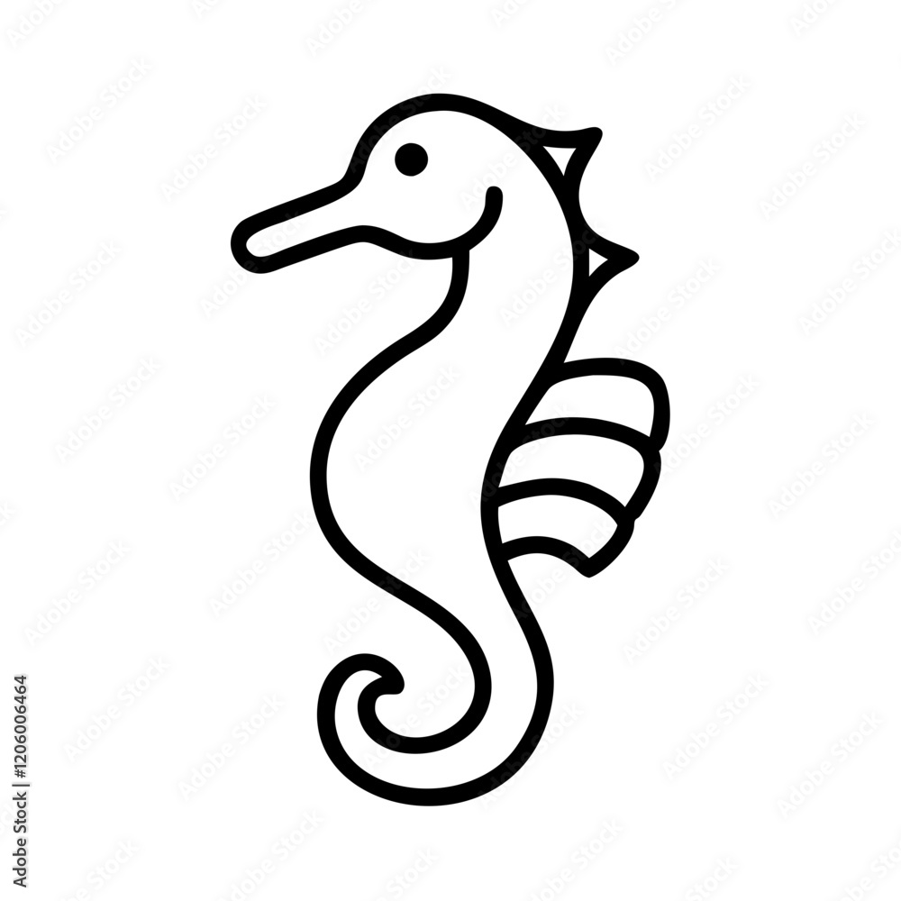 Fototapeta premium seahorse icon, seahorse line art - simple line art of seahorse, perfect for seahorse logos and icons