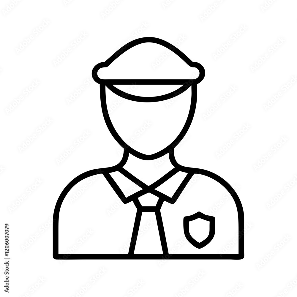 security guard icon, security guard line art - simple line art of security guard, perfect for security guard logos and icons security guard icon, security guard line art - simple line art of security guard, perfect for security guard logos and icons