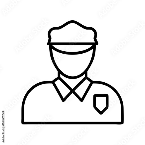 security guard icon, security guard line art - simple line art of security guard, perfect for security guard logos and icons