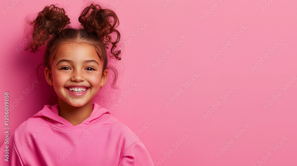 Smiling girl enjoying fitness training. Pink clothes pink background Smiling girl enjoying fitness training. Pink clothes pink background