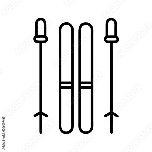 skis icon, skis line art - simple line art of skis, perfect for skis logos and icons