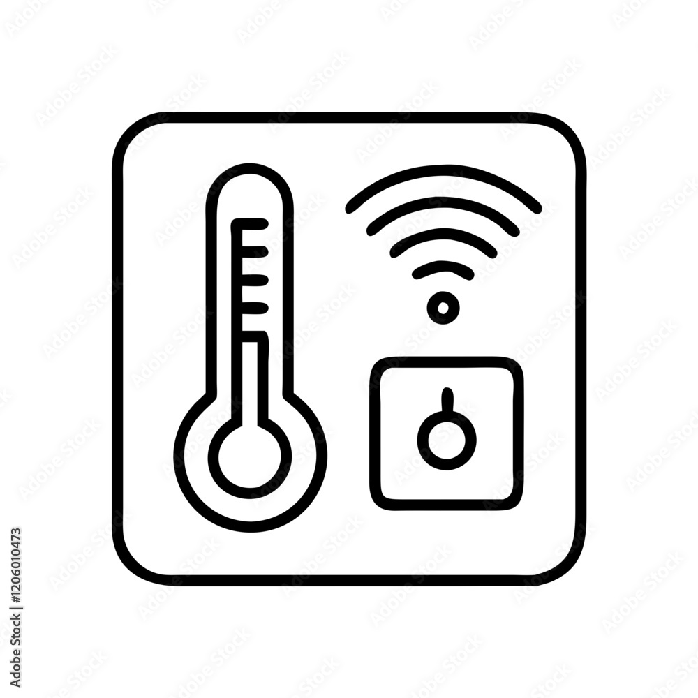 smart thermostat icon, smart thermostat line art - simple line art of smart thermostat, perfect for smart thermostat logos and icons smart thermostat icon, smart thermostat line art - simple line art of smart thermostat, perfect for smart thermostat logos and icons