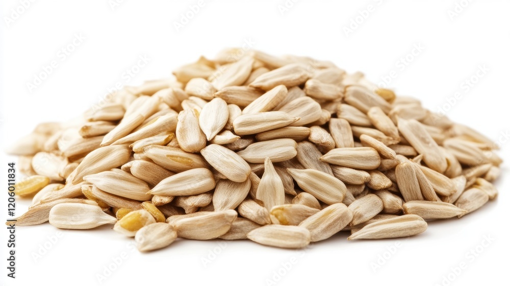 Pile of Raw Sunflower Seeds Isolated on White Background Pile of Raw Sunflower Seeds Isolated on White Background