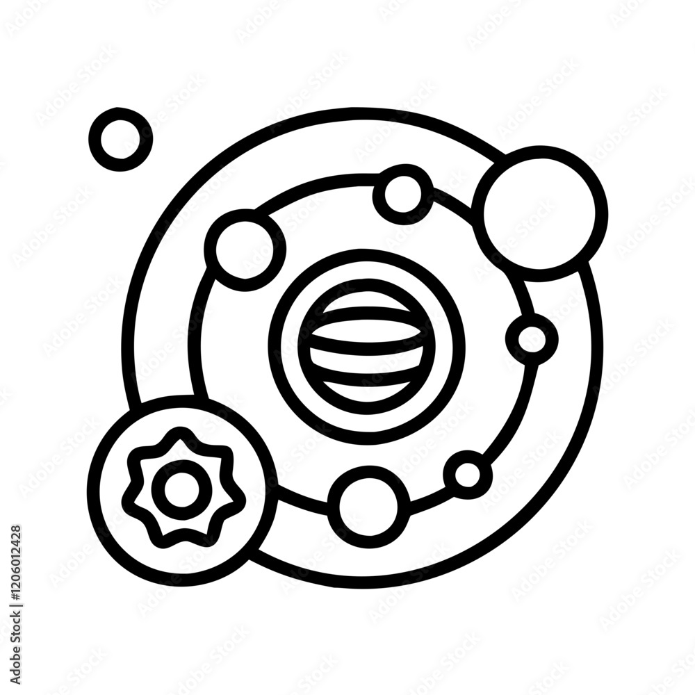 solar system icon, solar system line art - simple line art of solar system, perfect for solar system logos and icons solar system icon, solar system line art - simple line art of solar system, perfect for solar system logos and icons