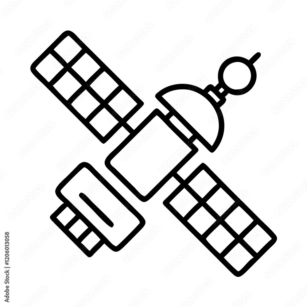 space station icon, space station line art - simple line art of space station, perfect for space station logos and icons space station icon, space station line art - simple line art of space station, perfect for space station logos and icons