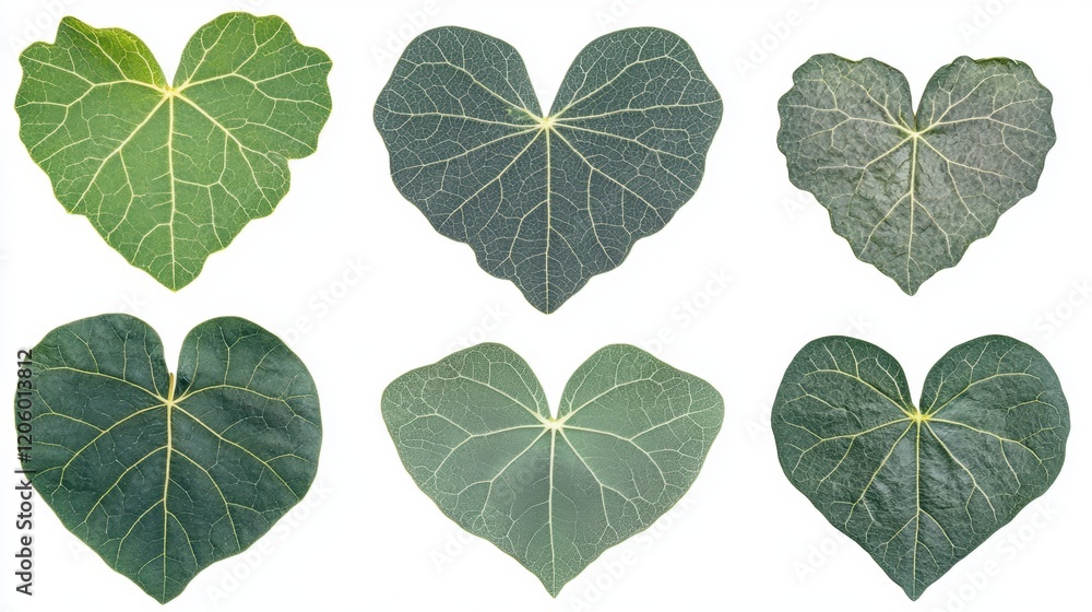 Assorted Heart-Shaped Leaves in Green and Gray Tones Arrangement Assorted Heart-Shaped Leaves in Green and Gray Tones Arrangement