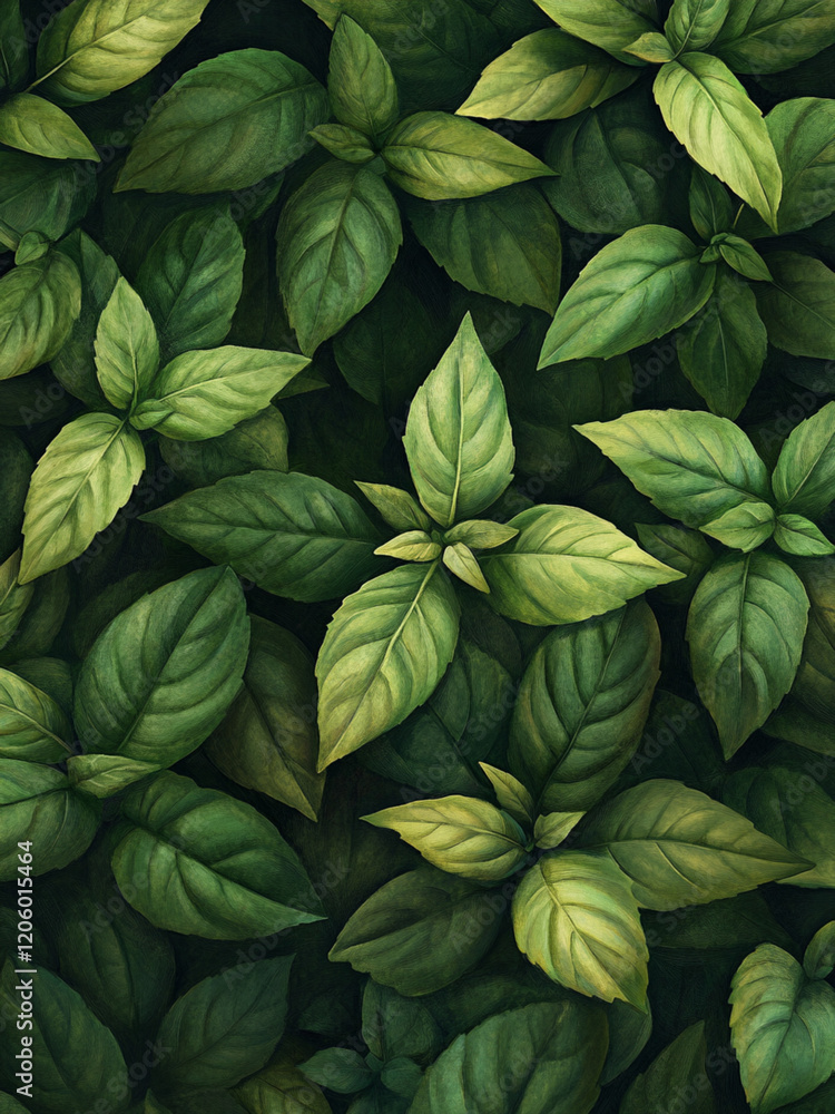 Fresh organic basil leaves Fresh organic basil leaves