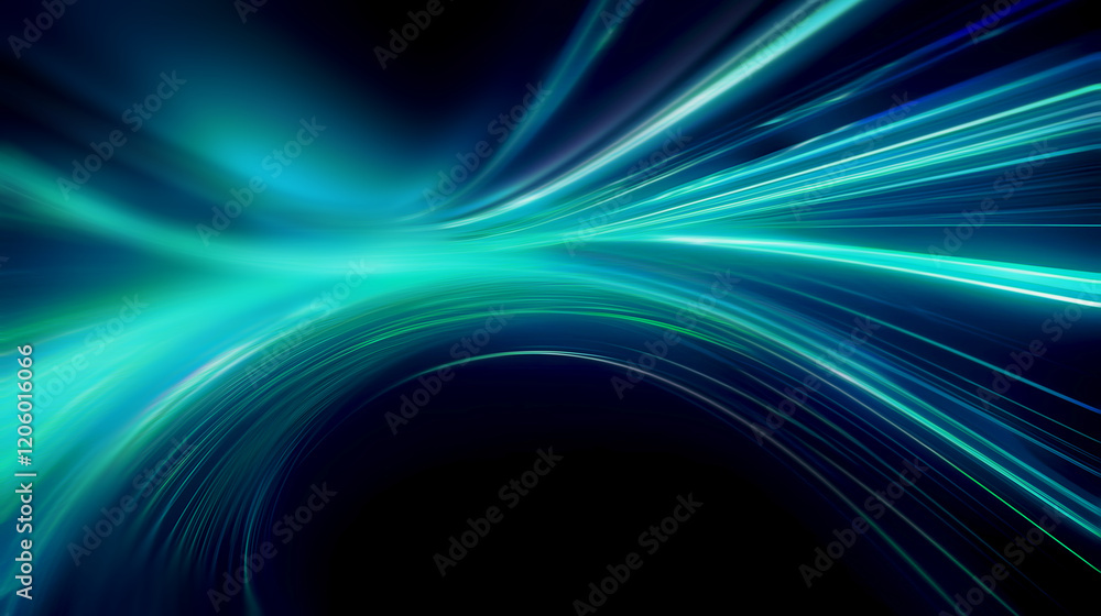 Luminous turquoise lines speed. Neon color glowing lines background, high-speed light trails effect Luminous turquoise lines speed. Neon color glowing lines background, high-speed light trails effect