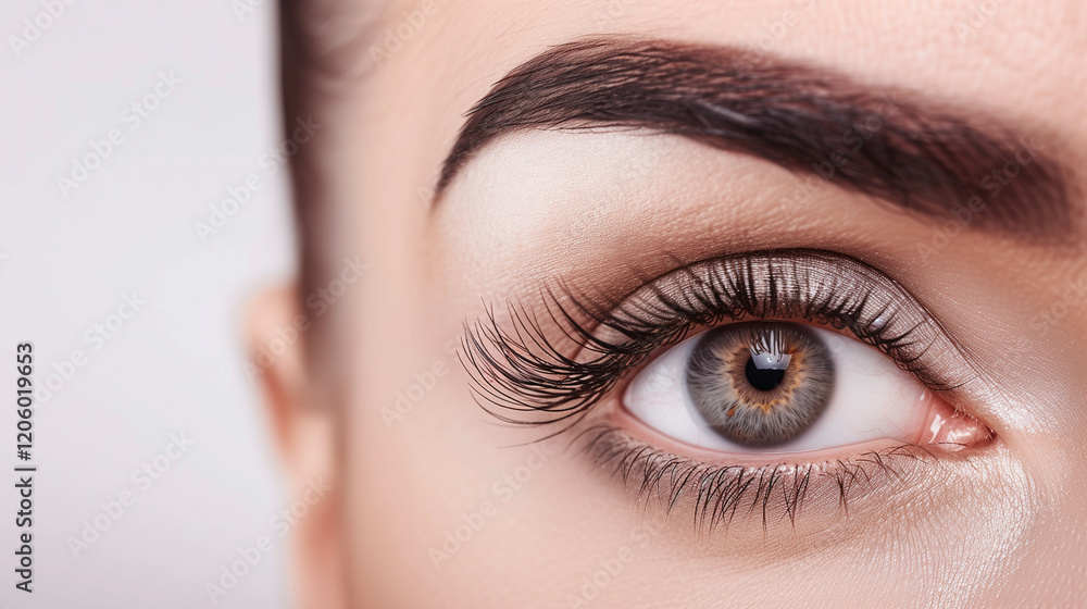 Obraz premium Beautiful female eye with long eyelash close up