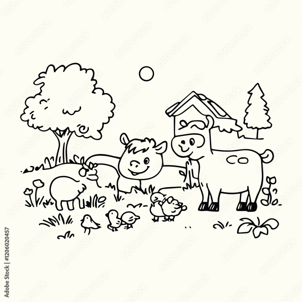 Farm Animal Line Art Drawings Detailed Sketches of Farm Animals for Nature Art and Design Farm Animal Line Art Drawings Detailed Sketches of Farm Animals for Nature Art and Design