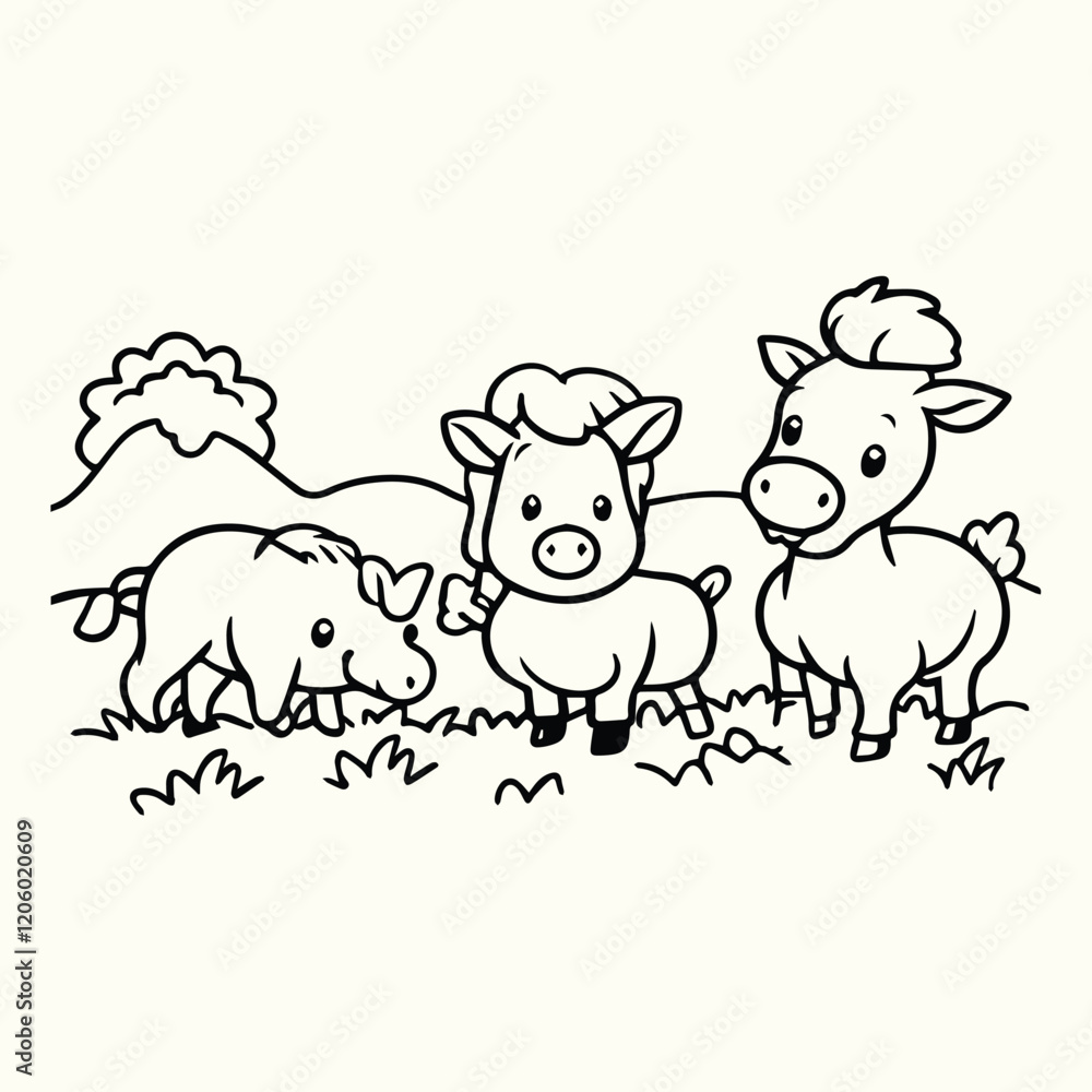 Farm Animal Line Art Drawings Detailed Sketches of Farm Animals for Nature Art and Design Farm Animal Line Art Drawings Detailed Sketches of Farm Animals for Nature Art and Design