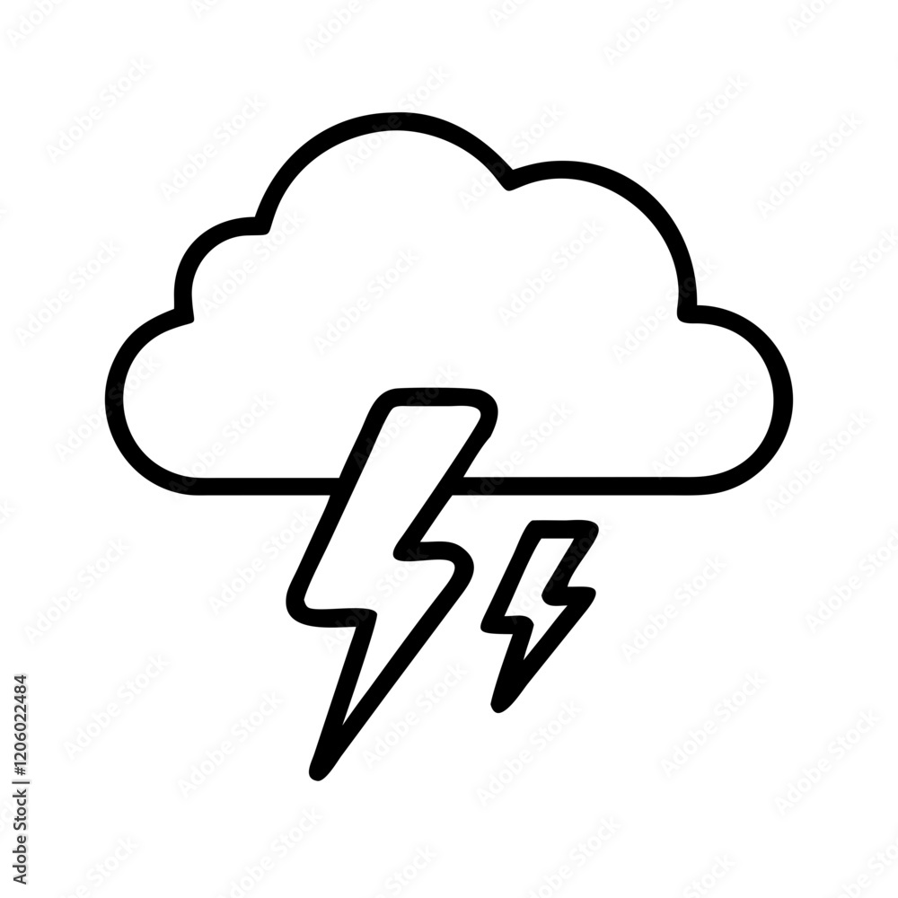 thunderstorm icon, thunderstorm line art - simple line art of thunderstorm, perfect for thunderstorm logos and icons thunderstorm icon, thunderstorm line art - simple line art of thunderstorm, perfect for thunderstorm logos and icons