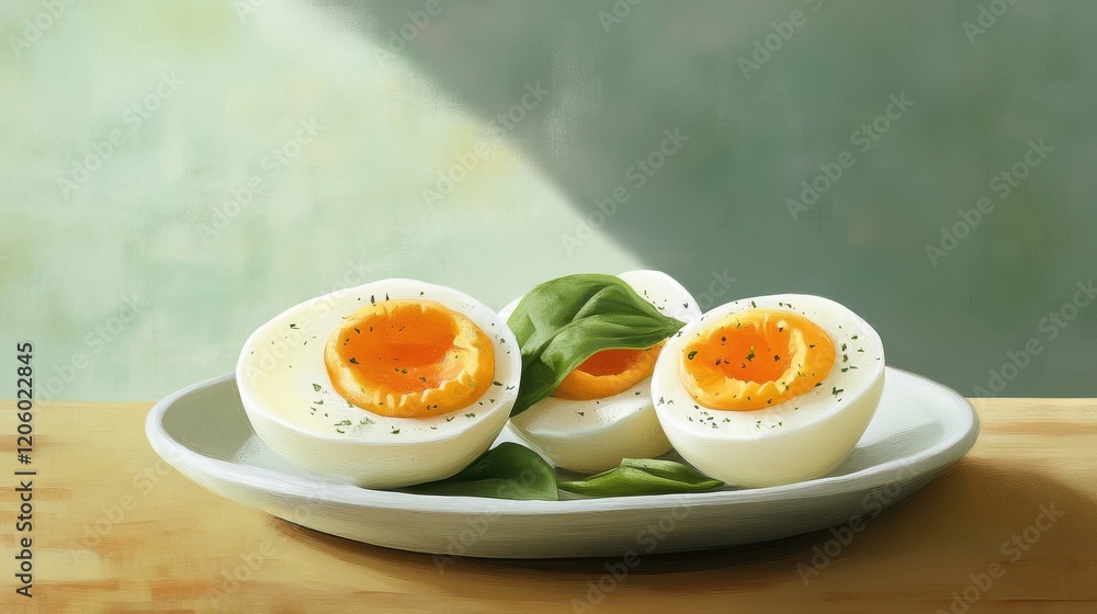 Delicious Hard-Boiled Eggs on a Plate - Perfect Protein Snack Delicious Hard-Boiled Eggs on a Plate - Perfect Protein Snack