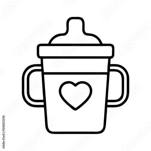toddler sippy cup icon, toddler sippy cup line art - simple line art of toddler sippy cup, perfect for toddler sippy cup logos and icons