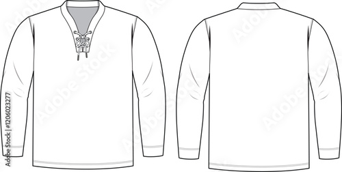 vintage hockey jersey flat sketch front and back