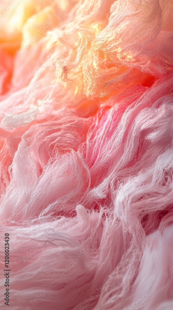 Warm and inviting closeup of layered pink cotton candy Warm and inviting closeup of layered pink cotton candy