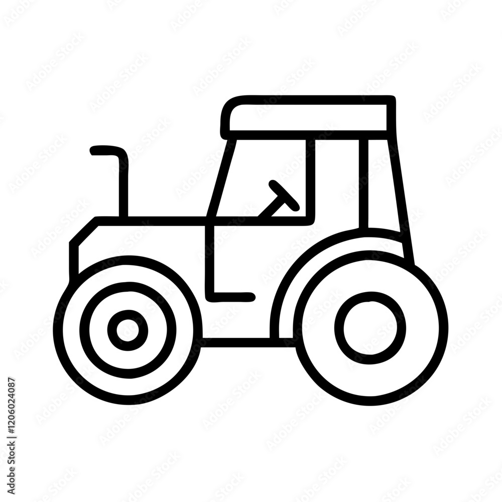 Naklejka premium tractor icon, tractor line art - simple line art of tractor, perfect for tractor logos and icons