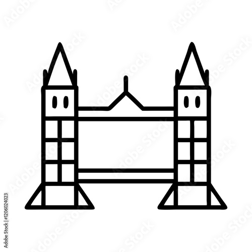 tower bridge icon, tower bridge line art - simple line art of tower bridge, perfect for tower bridge logos and icons