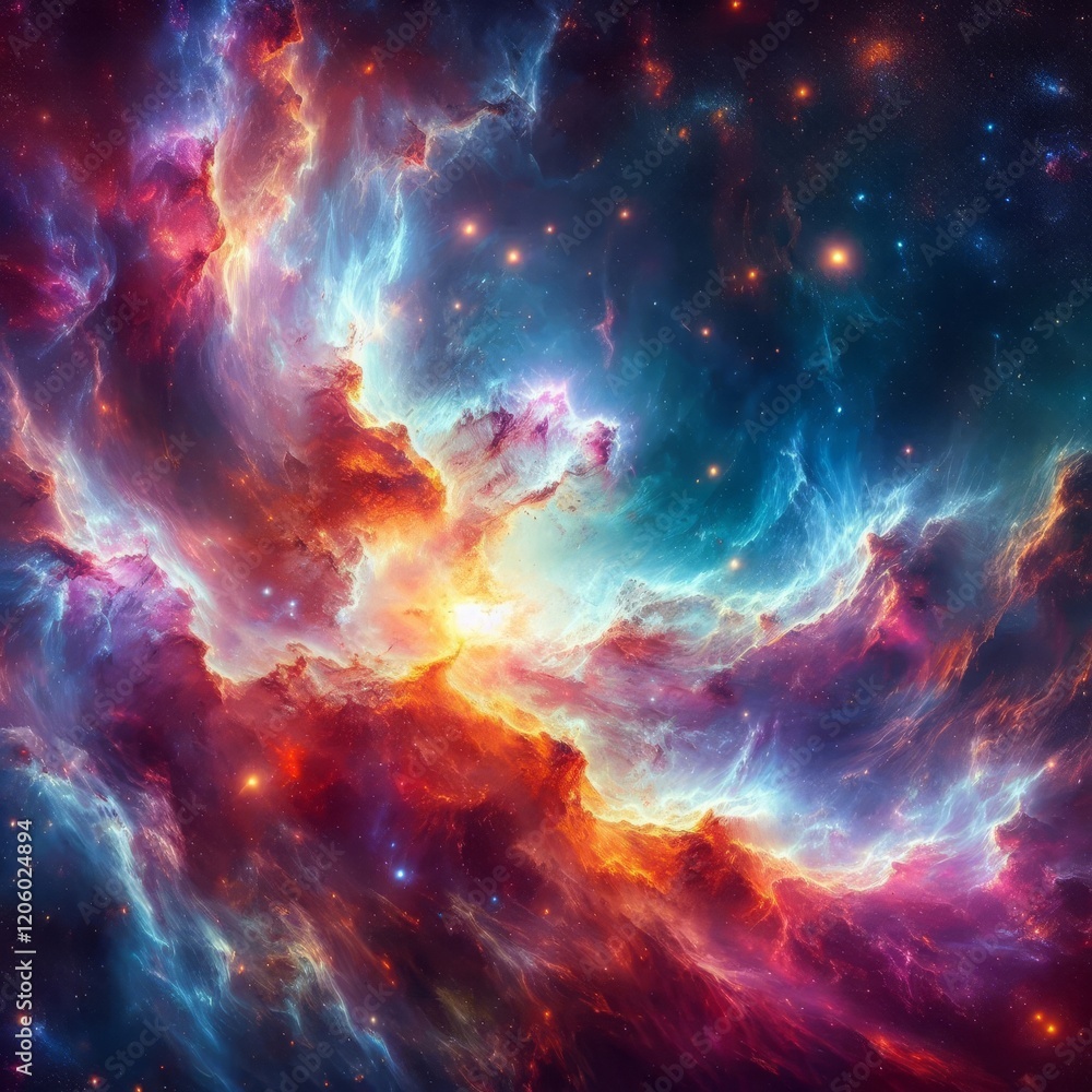 Fototapeta premium Cosmic Galaxy with Vibrant Nebulas