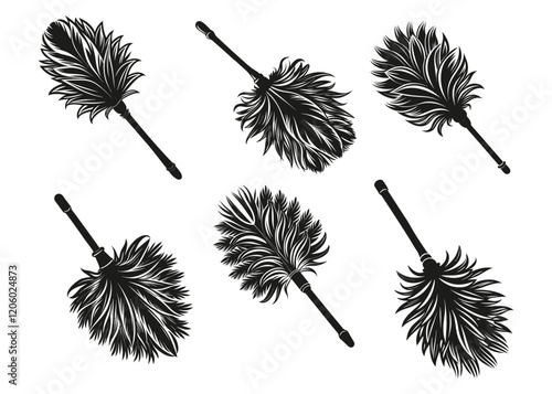 Feather duster silhouette vector illustration isolated on white background.