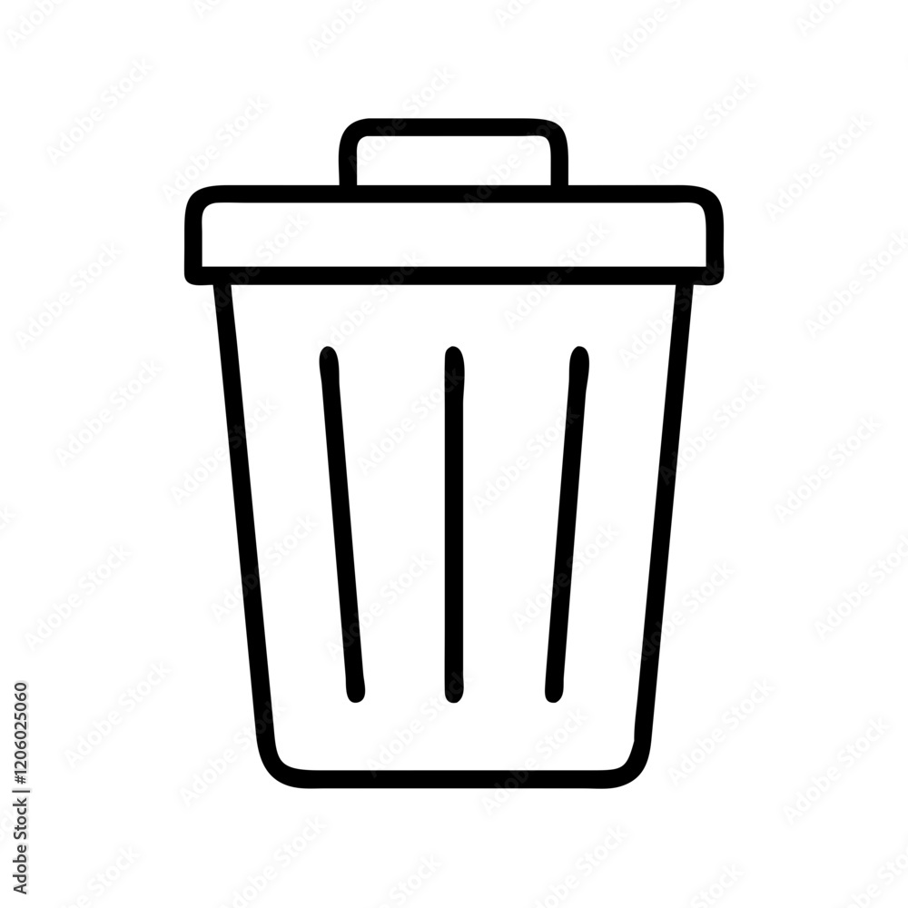 trash bin icon, trash bin line art - simple line art of trash bin, perfect for trash bin logos and icons trash bin icon, trash bin line art - simple line art of trash bin, perfect for trash bin logos and icons