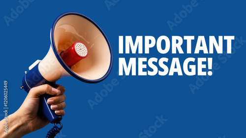 IMPORTANT MESSAGE! text words inscription on the background of a megaphone