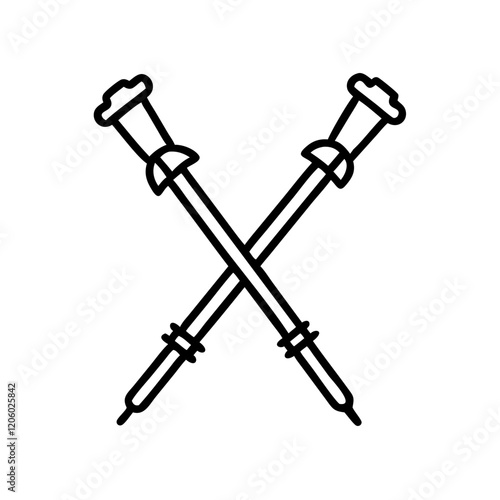 trekking poles icon, trekking poles line art - simple line art of trekking poles, perfect for trekking poles logos and icons