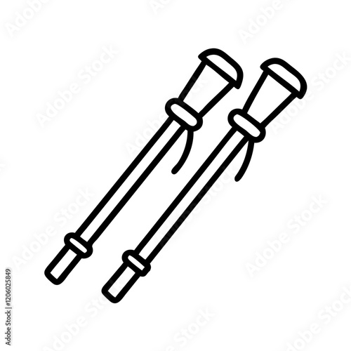 trekking poles icon, trekking poles line art - simple line art of trekking poles, perfect for trekking poles logos and icons