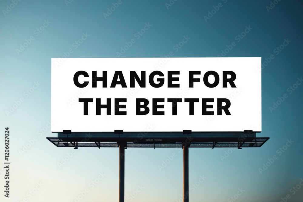 CHANGE FOR THE BETTER text words phrase on a billboard CHANGE FOR THE BETTER text words phrase on a billboard