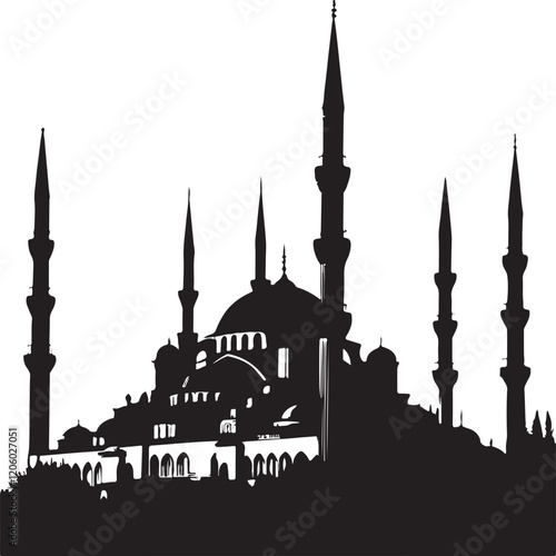 Blue Mosque in Istanbul Turkey with its iconic minarets domes and Ottoman architecture set against a clear sky photo