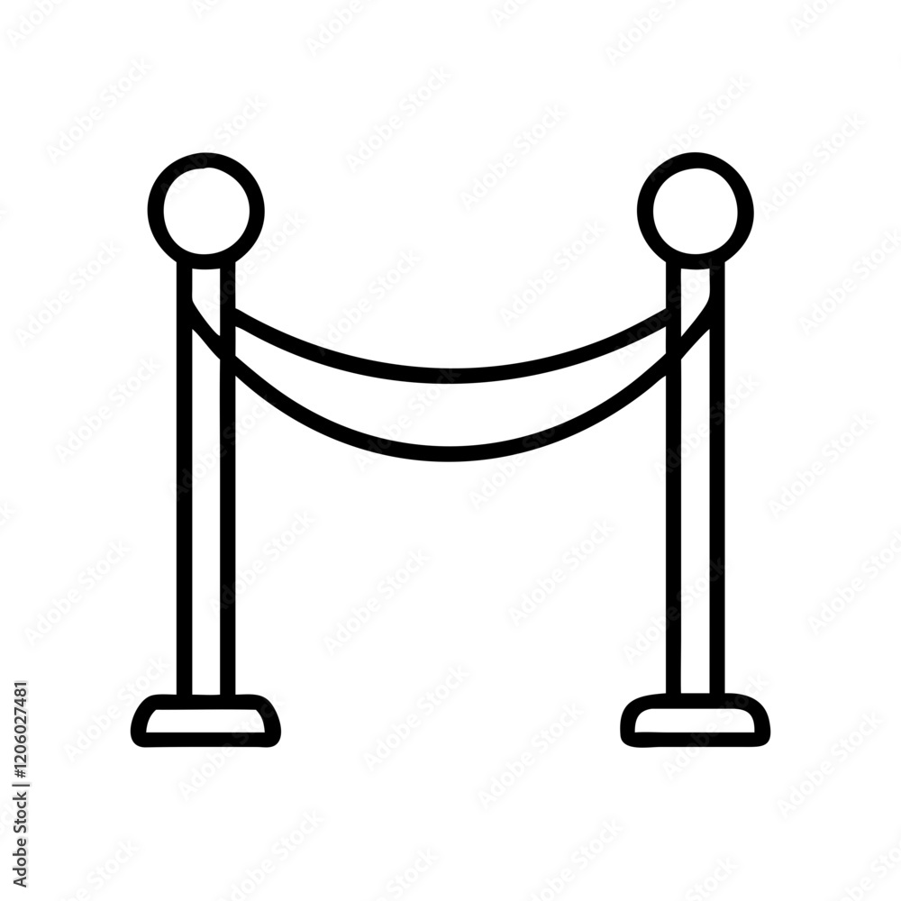 velvet rope icon, velvet rope line art - simple line art of velvet rope, perfect for velvet rope logos and icons velvet rope icon, velvet rope line art - simple line art of velvet rope, perfect for velvet rope logos and icons