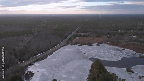 Drone video on Cumberland Pond and route 49 in Millville, New Jersey. photo