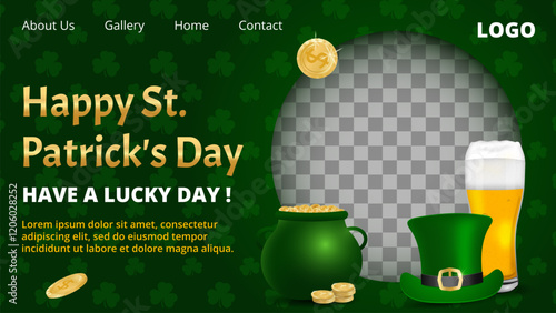 horizontal banner template for st. patrick's day celebration with space for photo