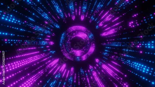 Blue and purple neon circle particles dots vj loop