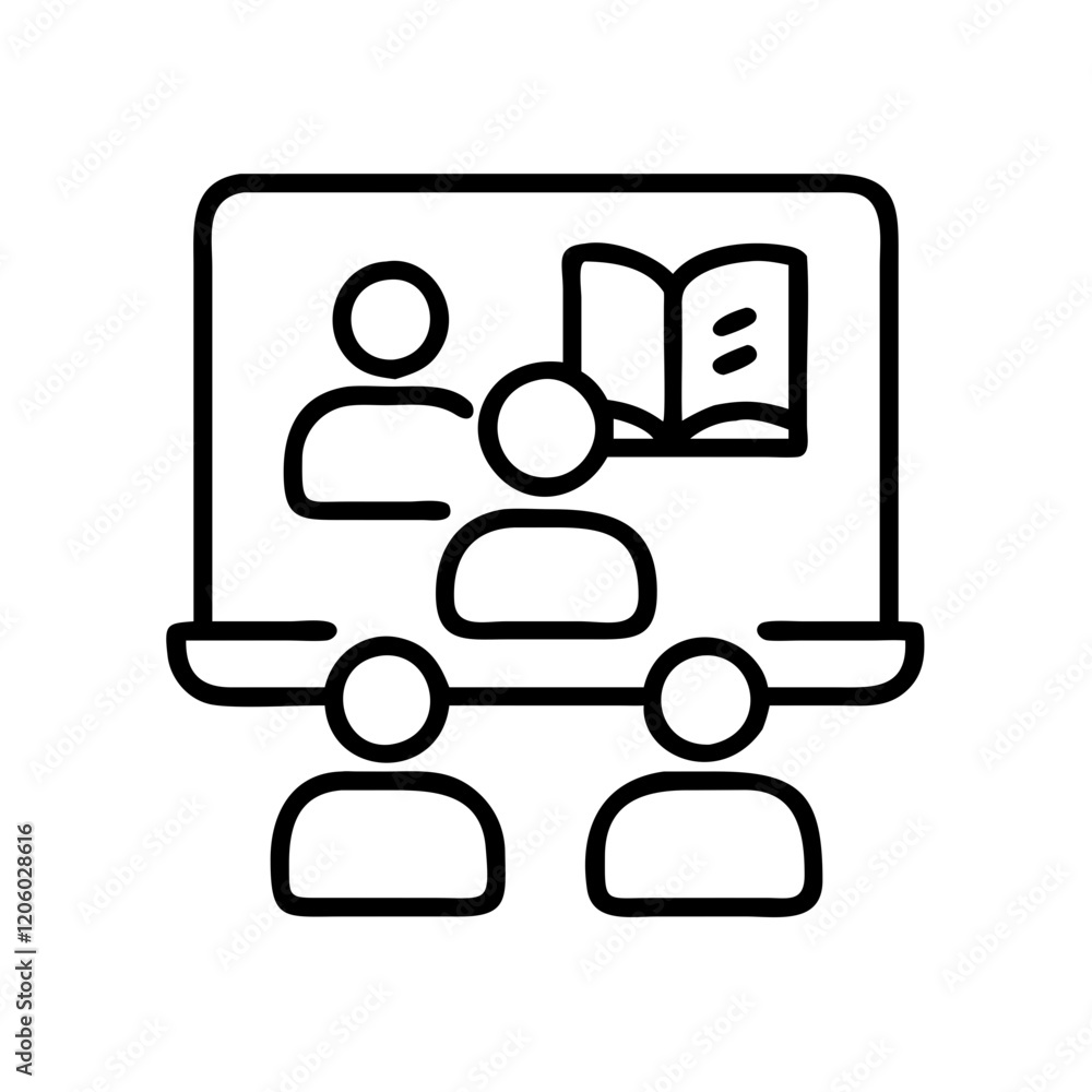 virtual classroom icon, virtual classroom line art - simple line art of virtual classroom, perfect for virtual classroom logos and icons