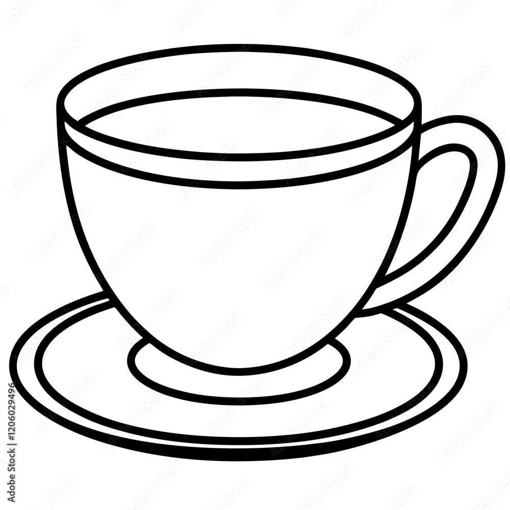 Elegant Tea Cup Sketch Vector Elegant Tea Cup Sketch Vector