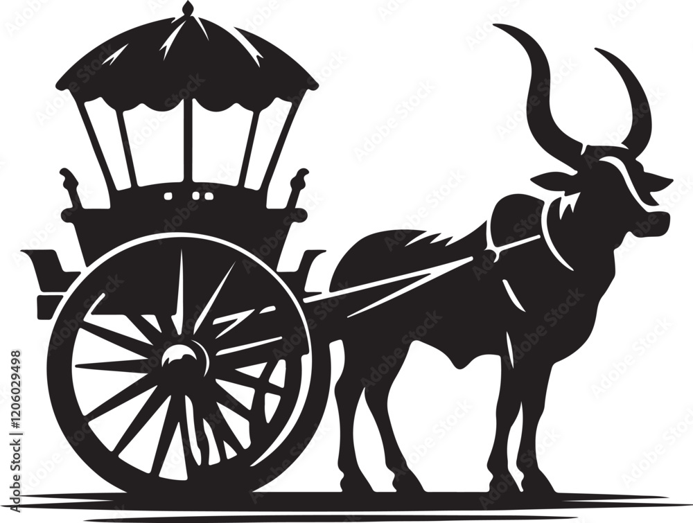 Fototapeta premium bullock cart silhouette victor design .