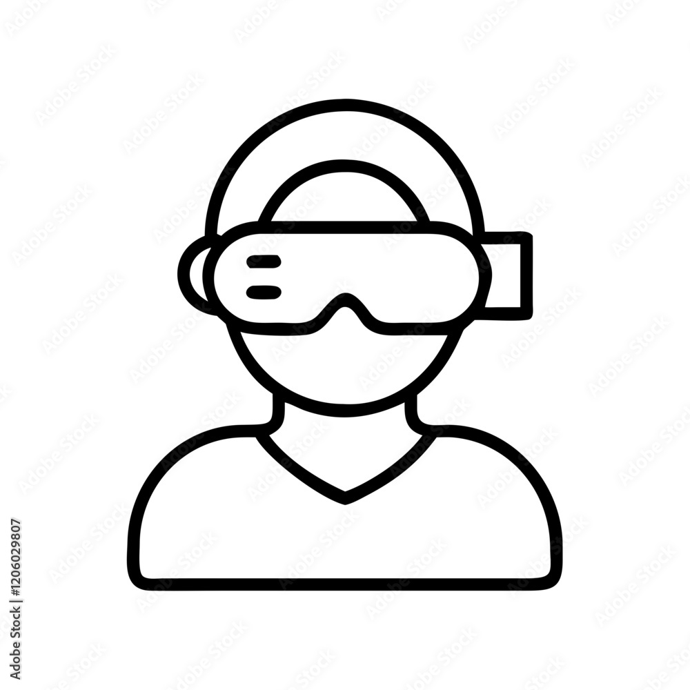 vr user icon, vr user line art - simple line art of vr user, perfect for vr user logos and icons vr user icon, vr user line art - simple line art of vr user, perfect for vr user logos and icons